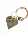 Emerald Leather Heart Bag Charm
