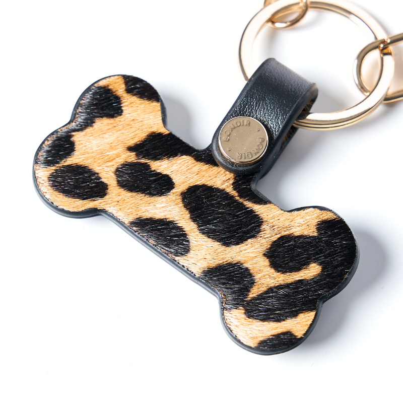 Wide Oak Leather Bone Bag Charm