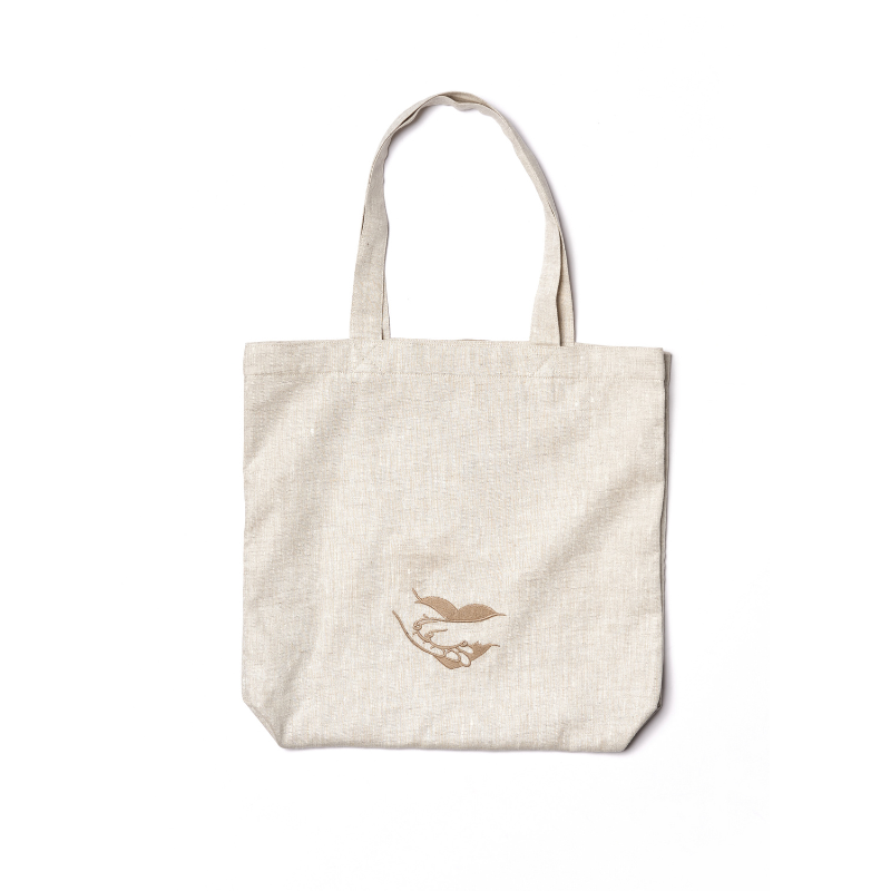 Poesia Embroidered Linen Canvas Bag