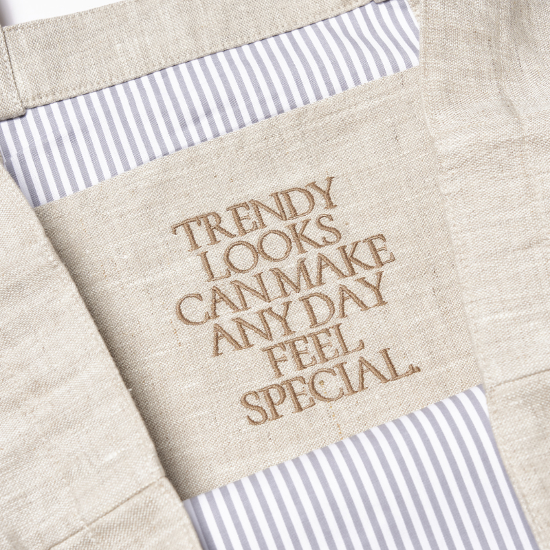 Poesia Embroidered Linen Canvas Bag