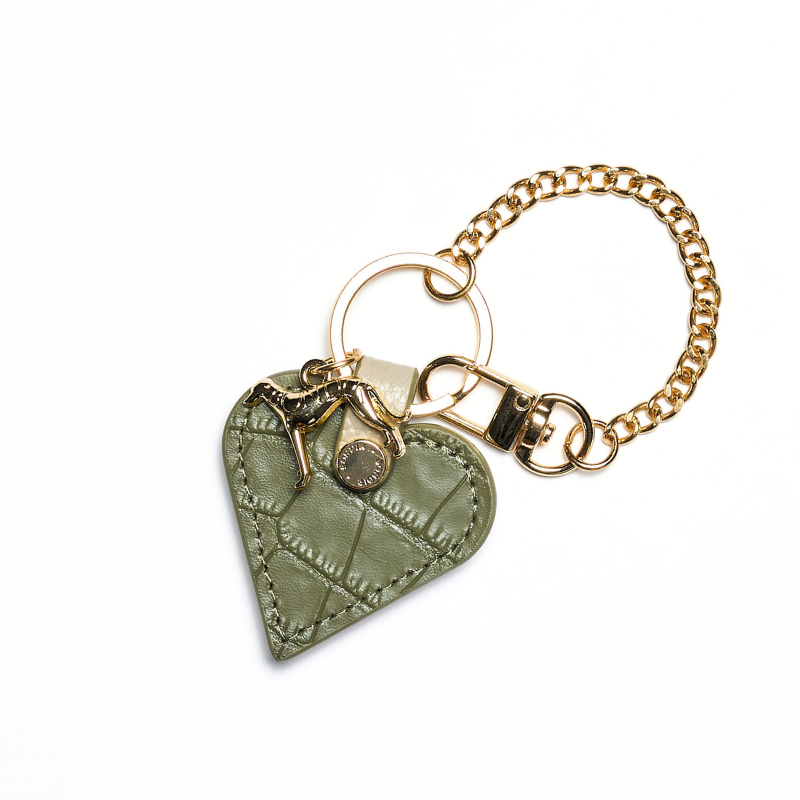 Emerald Leather Heart Bag Charm