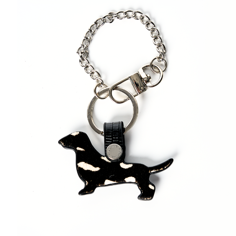 Jungle Fleck Leather Dachshund Bag Charm