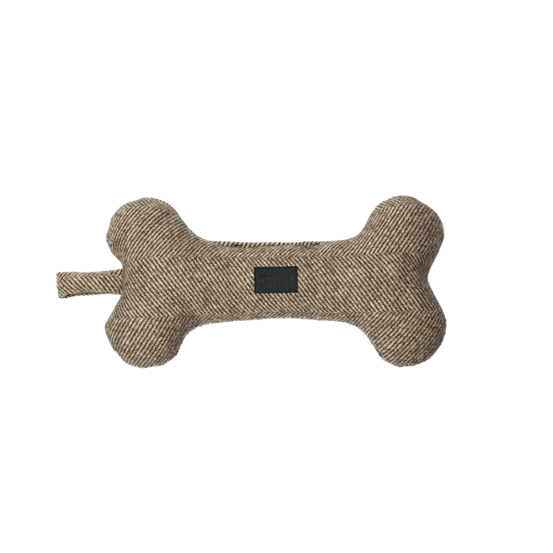 Vintage Bark Tweed Squeaky Bone Dog Toy - BONDIR