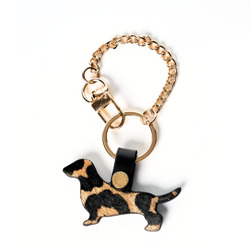 Wide Oak Leather Dachshund Bag Charm
