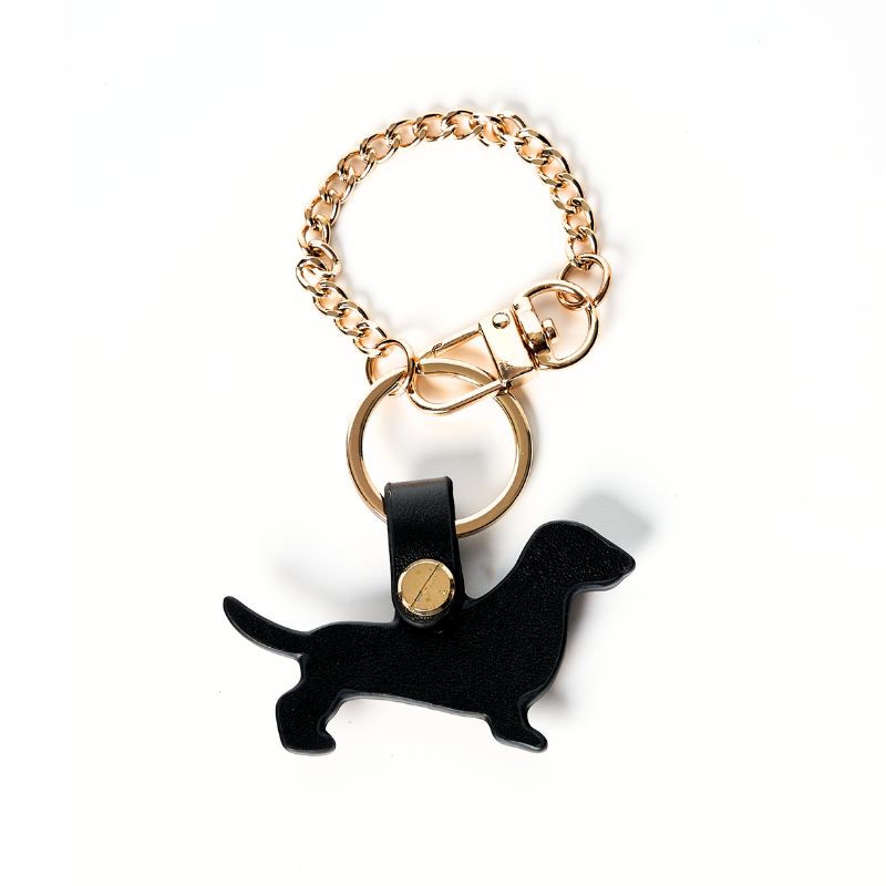 Wide Oak Leather Dachshund Bag Charm