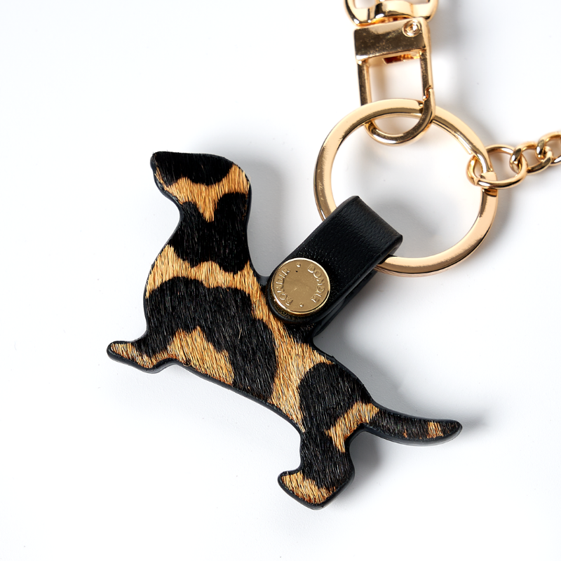 Wide Oak Leather Dachshund Bag Charm