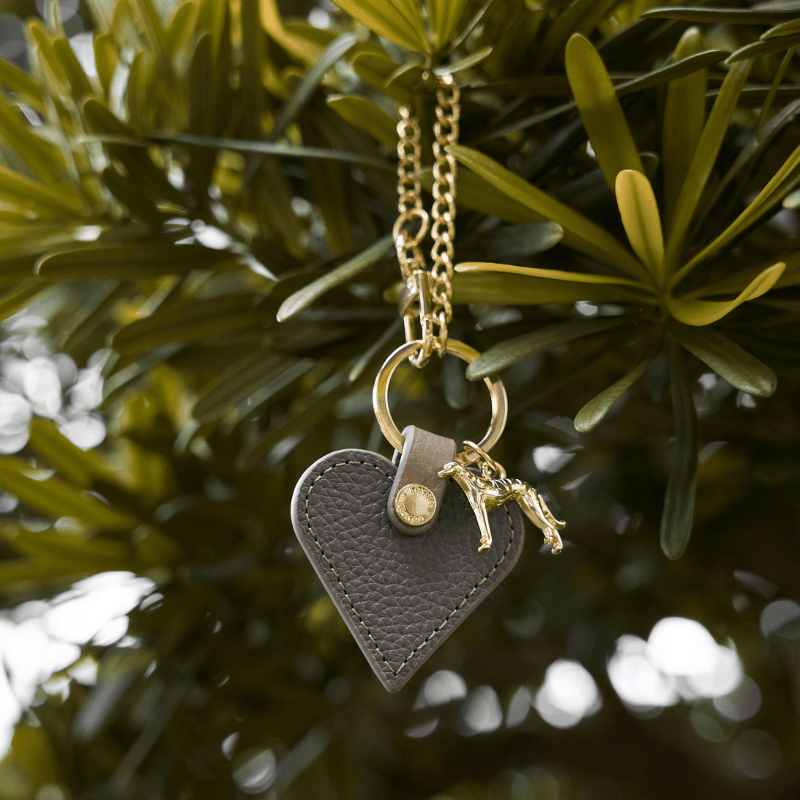 Sand Leather Heart Bag Charm
