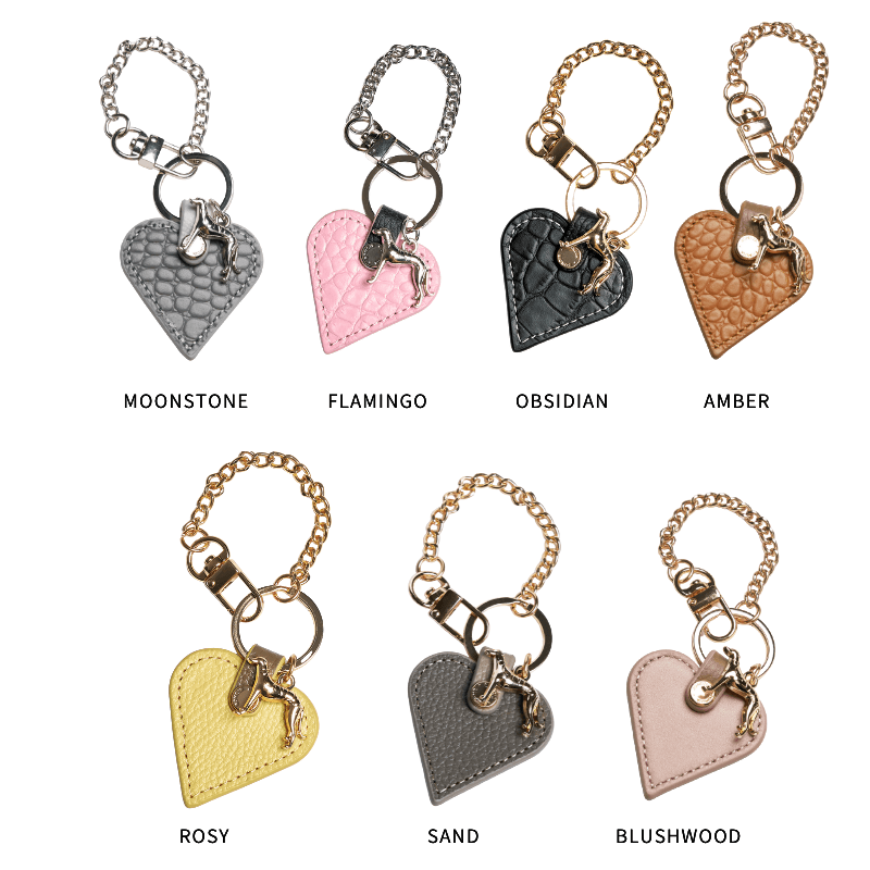 Obsidian Leather Heart Bag Charm