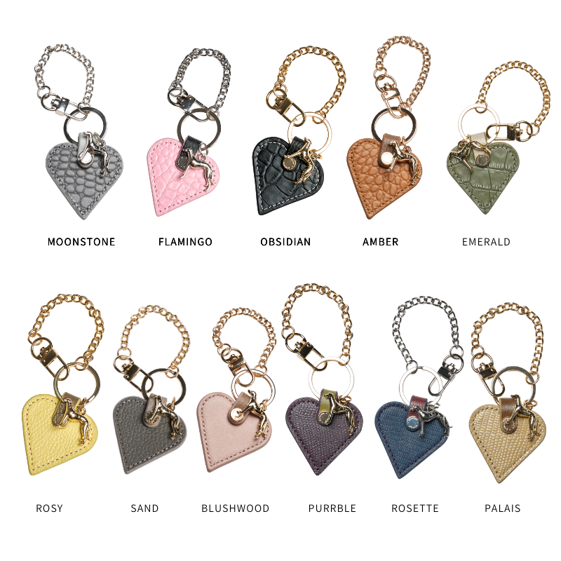 Rosette Leather Heart Bag Charm