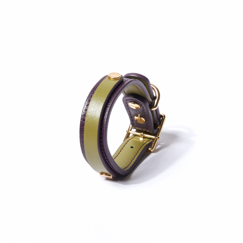 Slim Purrble Leather Collar
