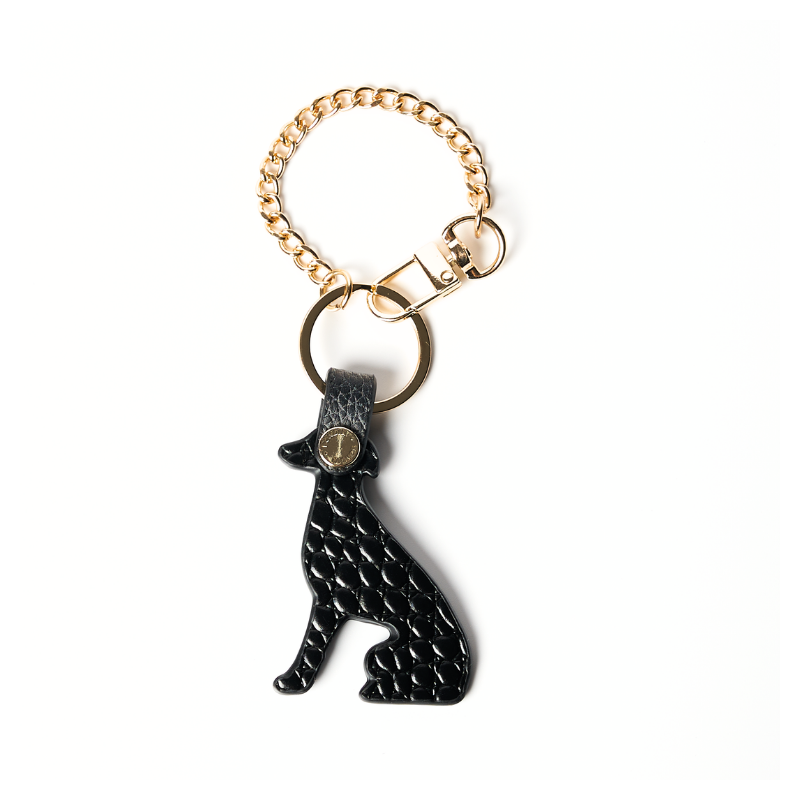 Obsidian Leather Greyhound Bag Charm