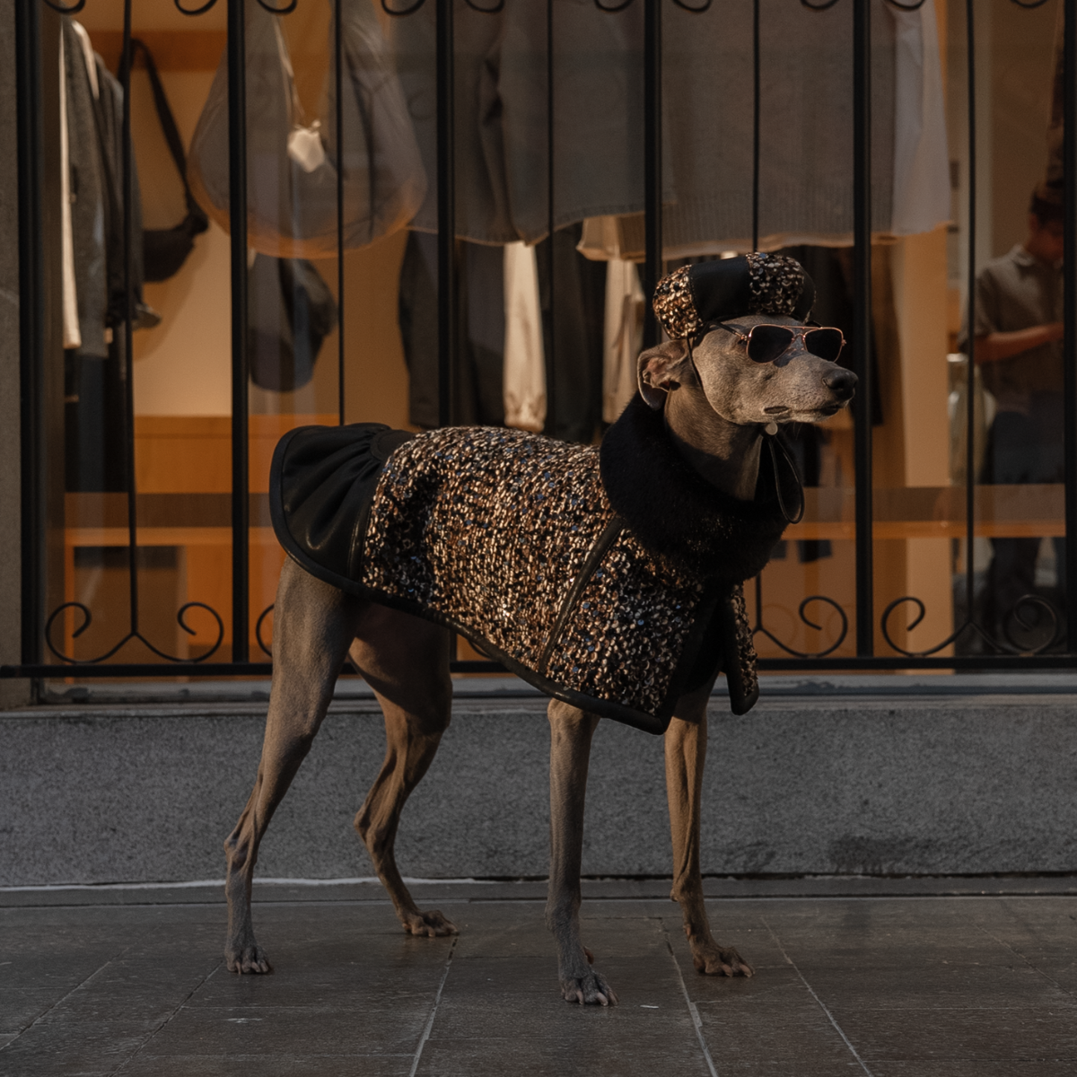Crimson Sequin Dog Coat