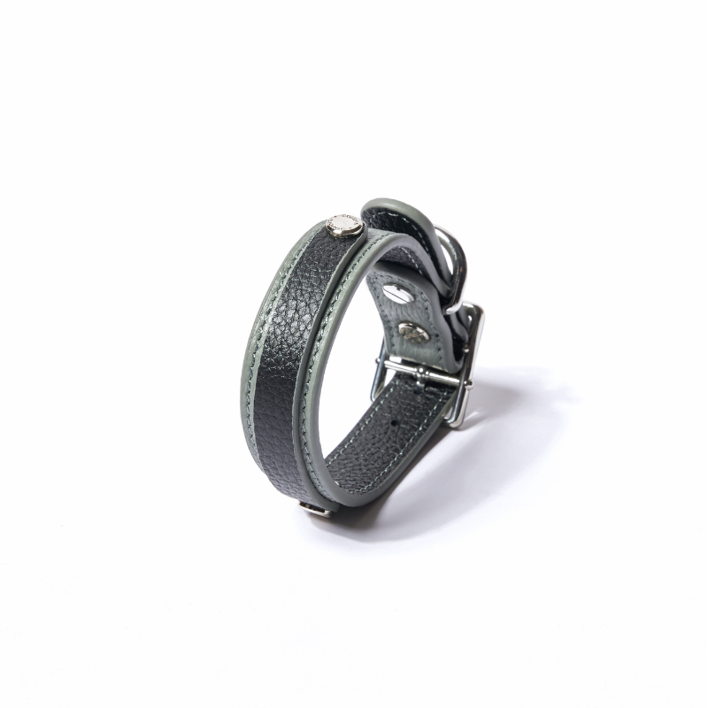 Slim Indigo Leather Collar