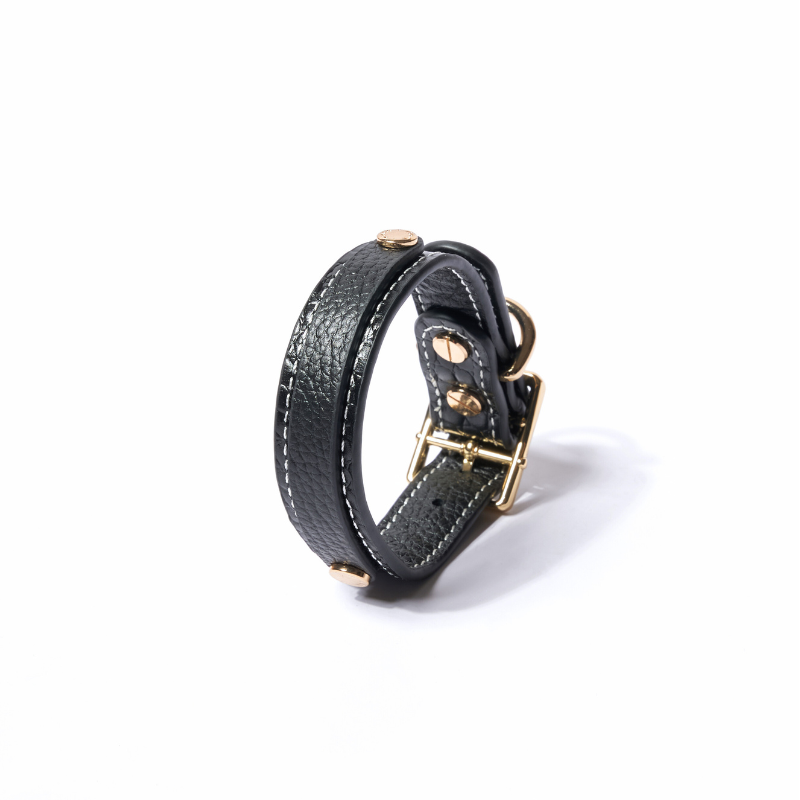 Slim Obsidian Leather Collar