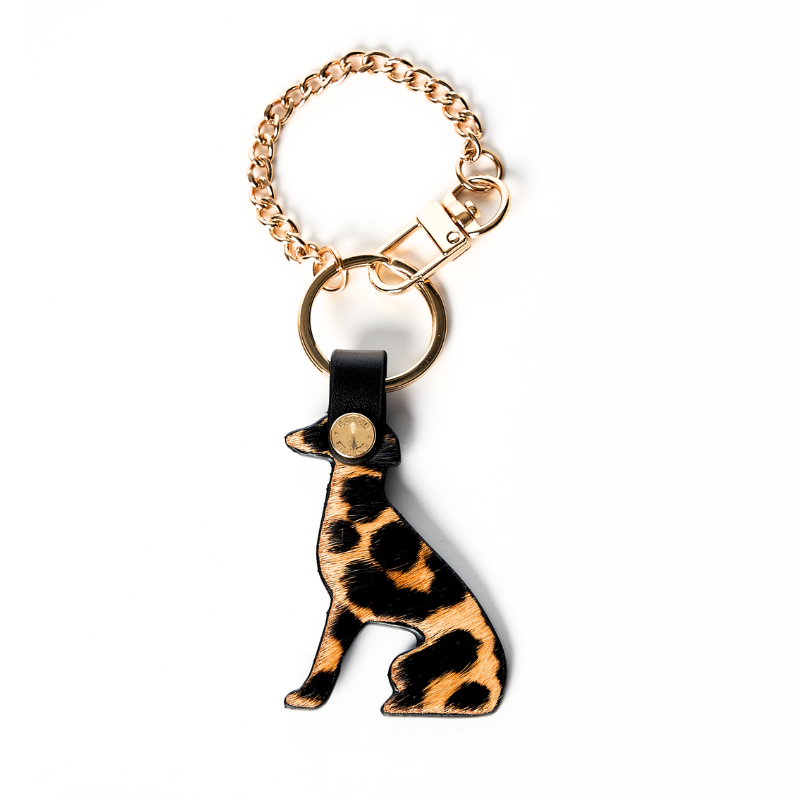 Wide Oak Leather Greyhound Bag Charm