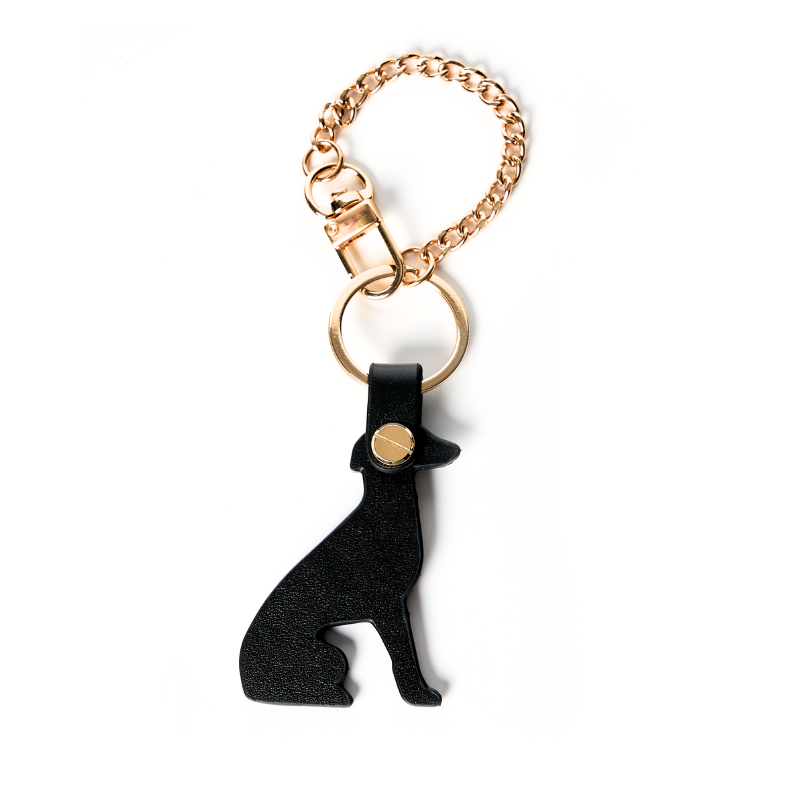Wide Oak Leather Greyhound Bag Charm