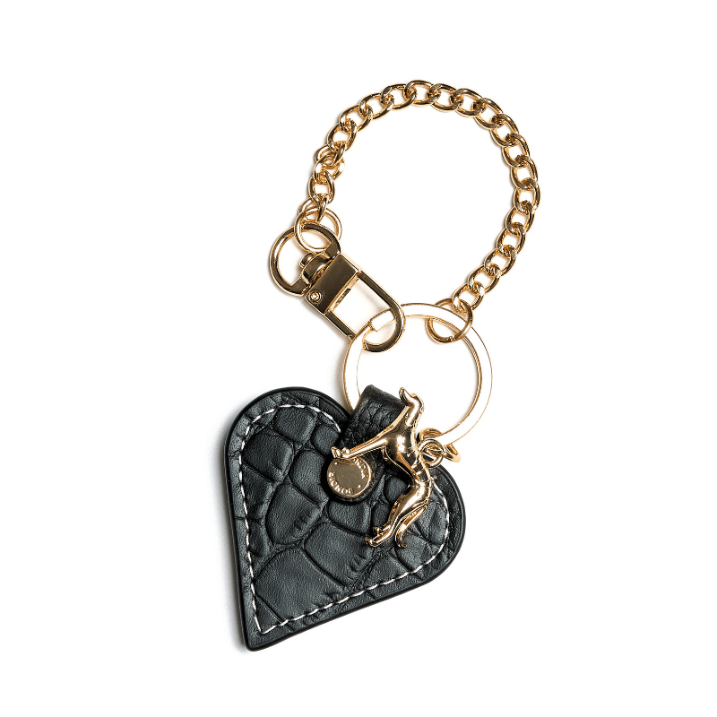 Obsidian Leather Heart Bag Charm
