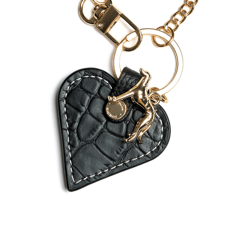 Obsidian Leather Heart Bag Charm