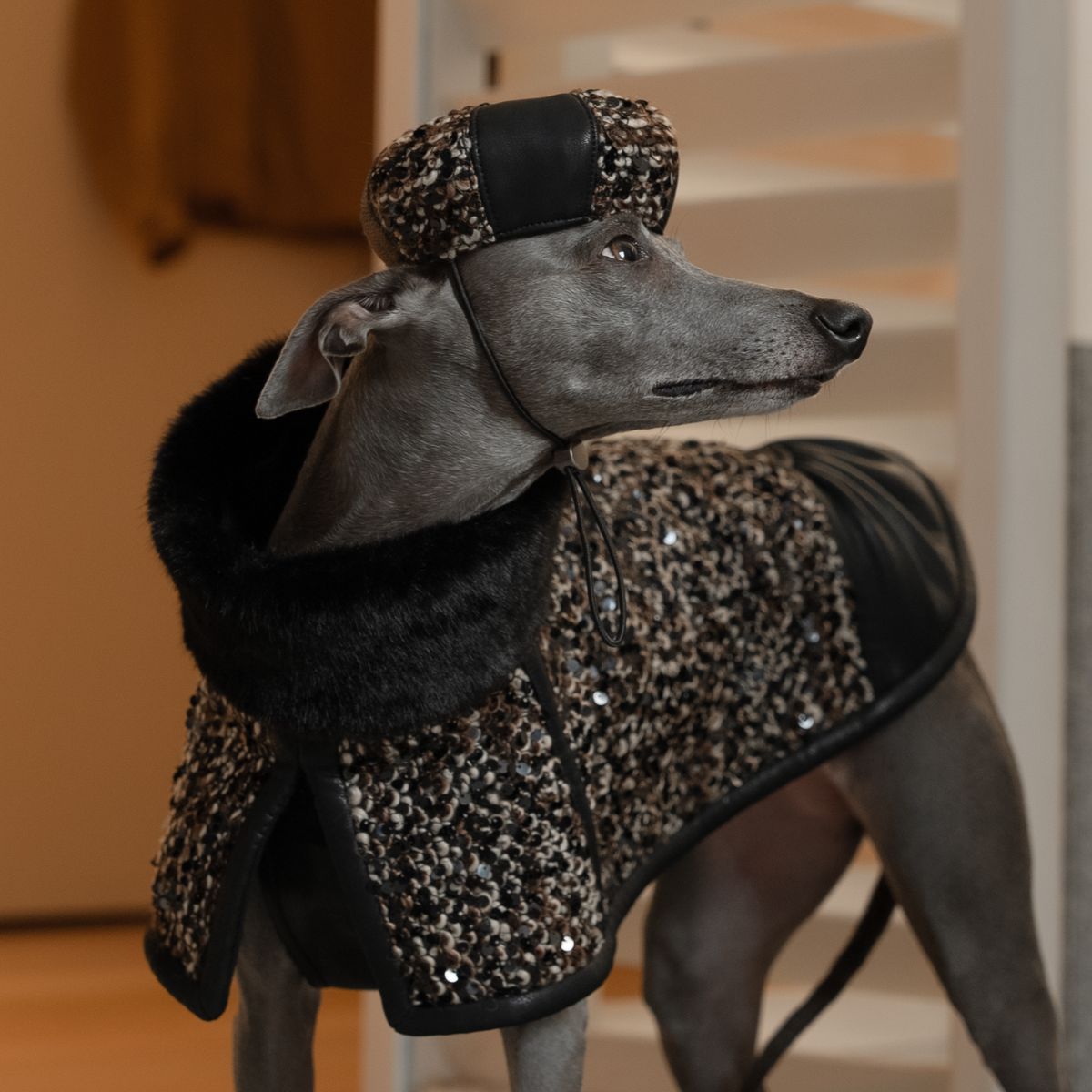 Crimson Sequin Dog Beret