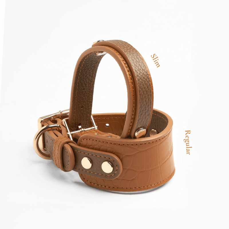 Slim Amber Leather Collar - BONDIR