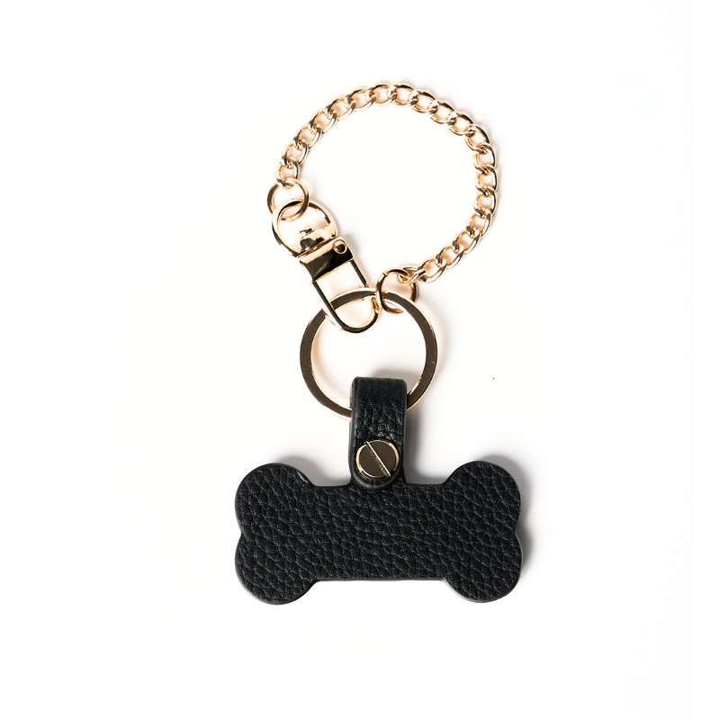 Obsidian Leather Bone Bag Charm