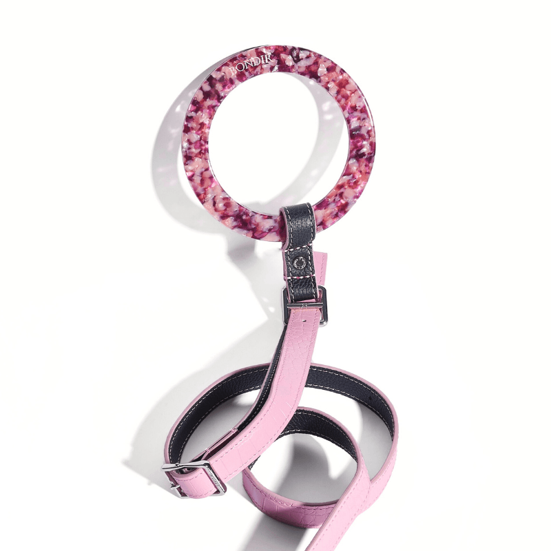 Flamingo Leather Dog Leash